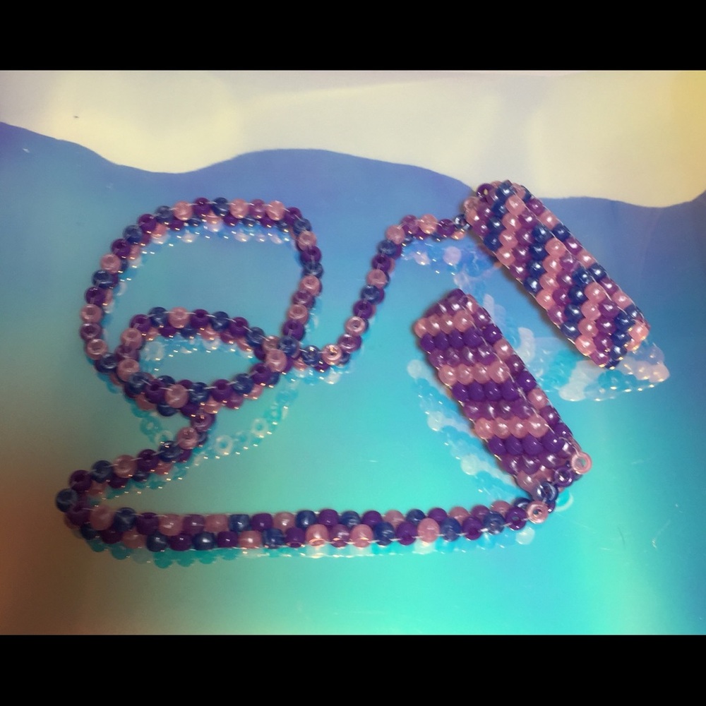 Purple Cuff Rave Kandi Rave Bracelet Leash - Picture 3 of 8